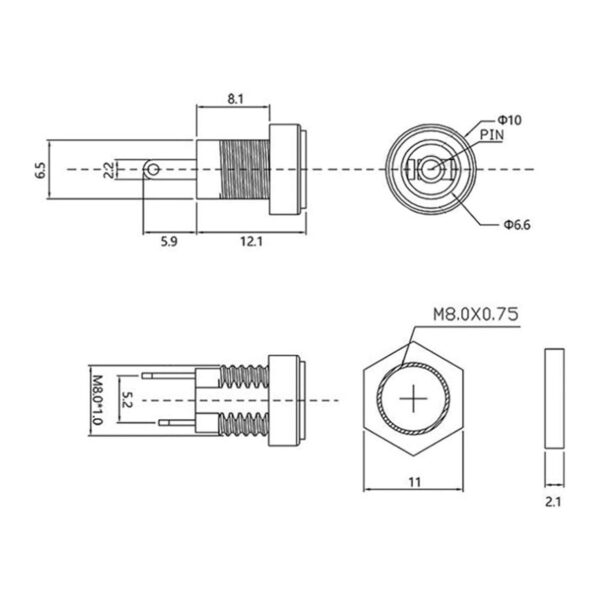 خرید و فروش  جک مادگی آداپتور مدل 5.5x2.1mm-DC بسته 2 عددی مناسب برای انواع pcb