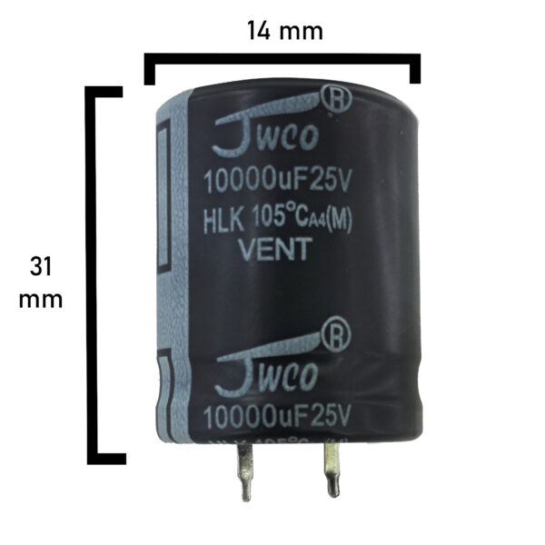 خرید و فروش  خازن الکترولیت 10000uF میکرو فاراد جی دبلیو کو مدل 25V مناسب برای انواع pcb